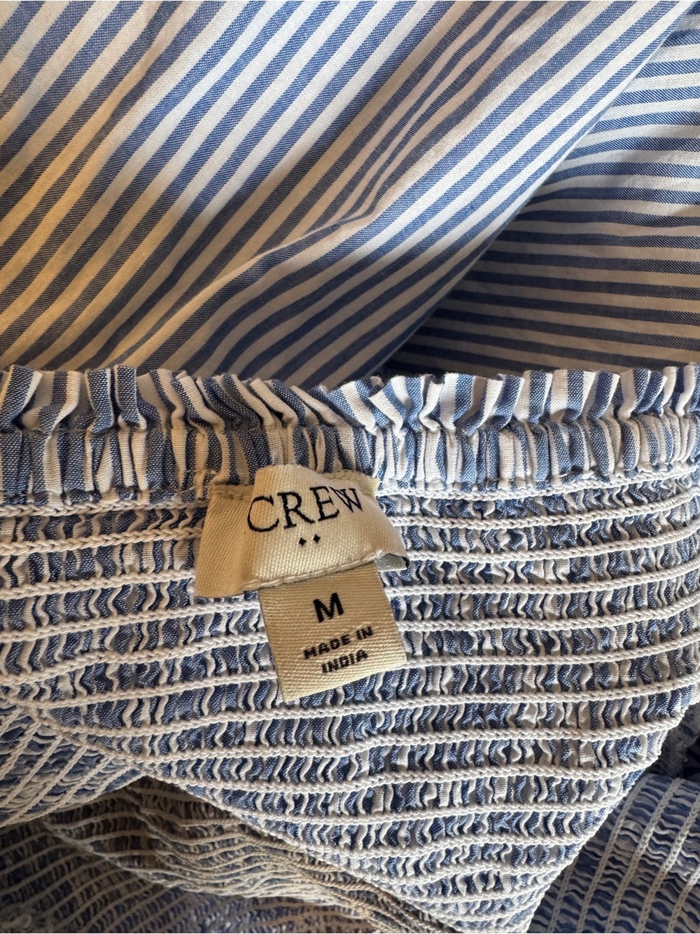 J.Crew factory Blue Striped Puff-Sleeve midi Dress - Picture 5 of 9
